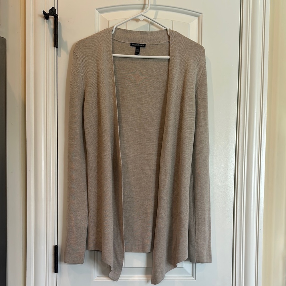 Eileen Fisher Open Front Silk Blend Cardigan